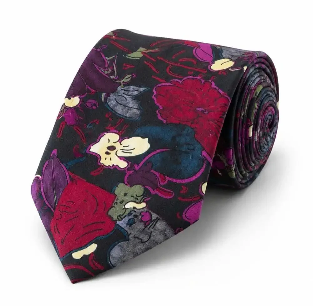 Peter Max NEOMAX Belle Silk Tie Abstract Floral Art Necktie Made USA